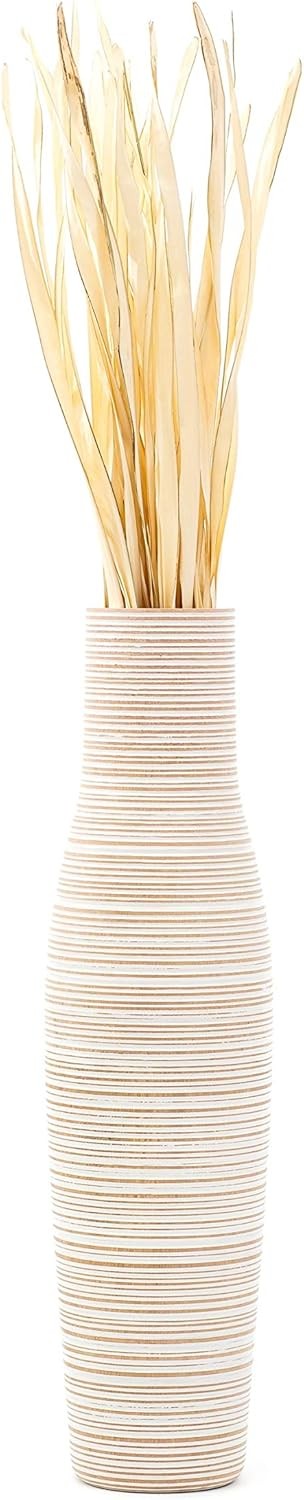 Tall White Floor Vase 65cm Farmhouse Decorative Vase for Pampas Grass