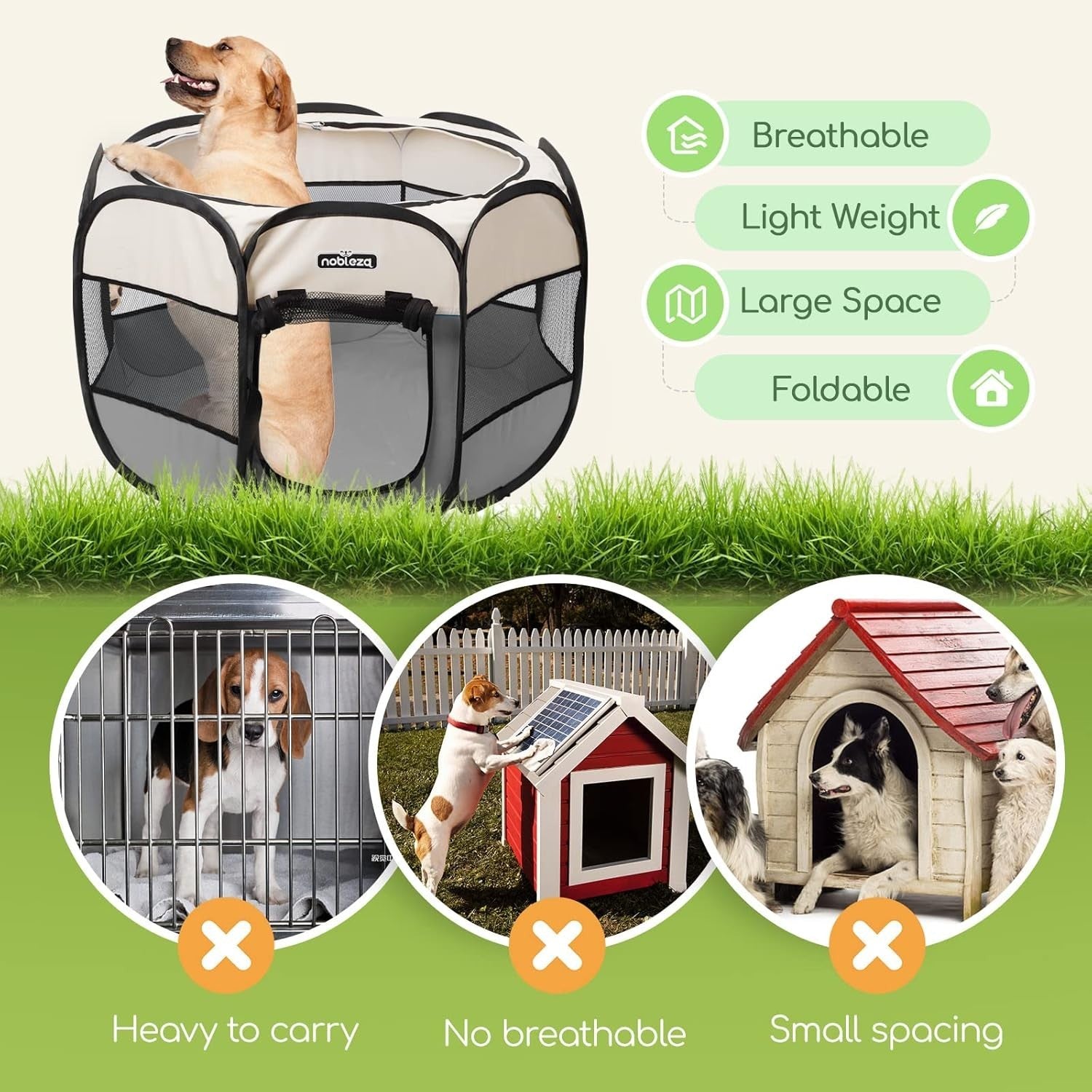Portable Foldable Pet Playpen Indoor Outdoor Dog Cat Puppy Fence 62x62x45cm