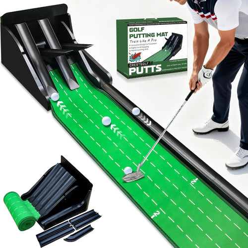Golf Putting Mat Automatic Ball Return Indoor Outdoor 9ft Practice Trainer