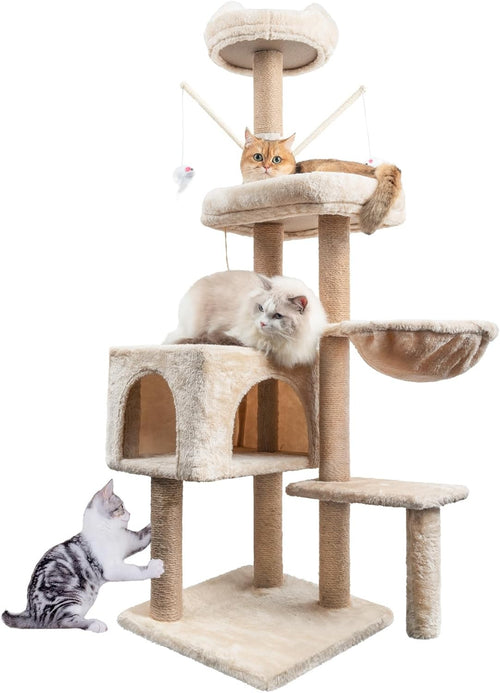 145cm Cat Tree Tower Multi Level Scratching Post Indoor Climber Hammock