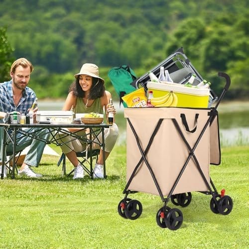 Heavy Duty 4 Wheel Shopping Trolley Foldable Steel Cart 120lb