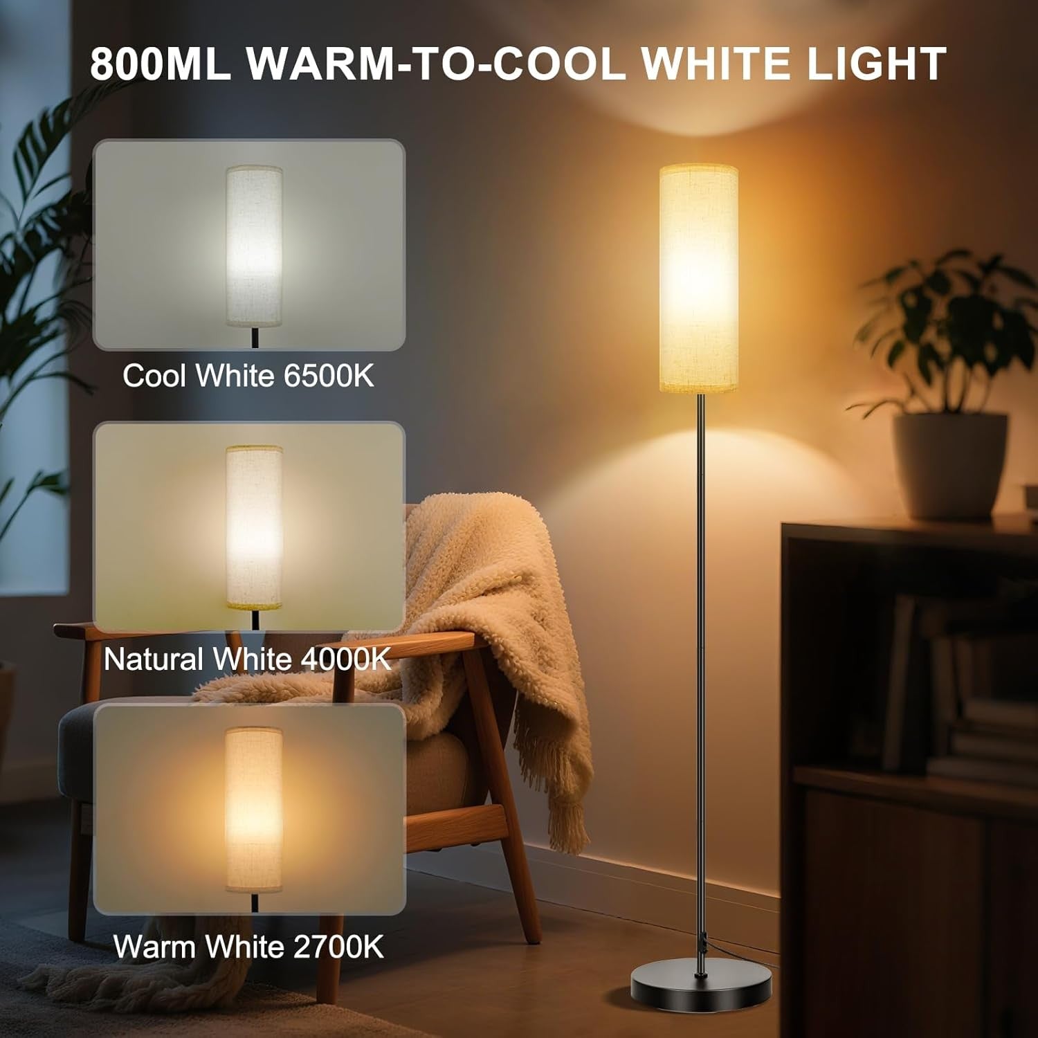 RGB LED Floor Lamp Dimmable Smart Standing Lamp Remote Corner Light