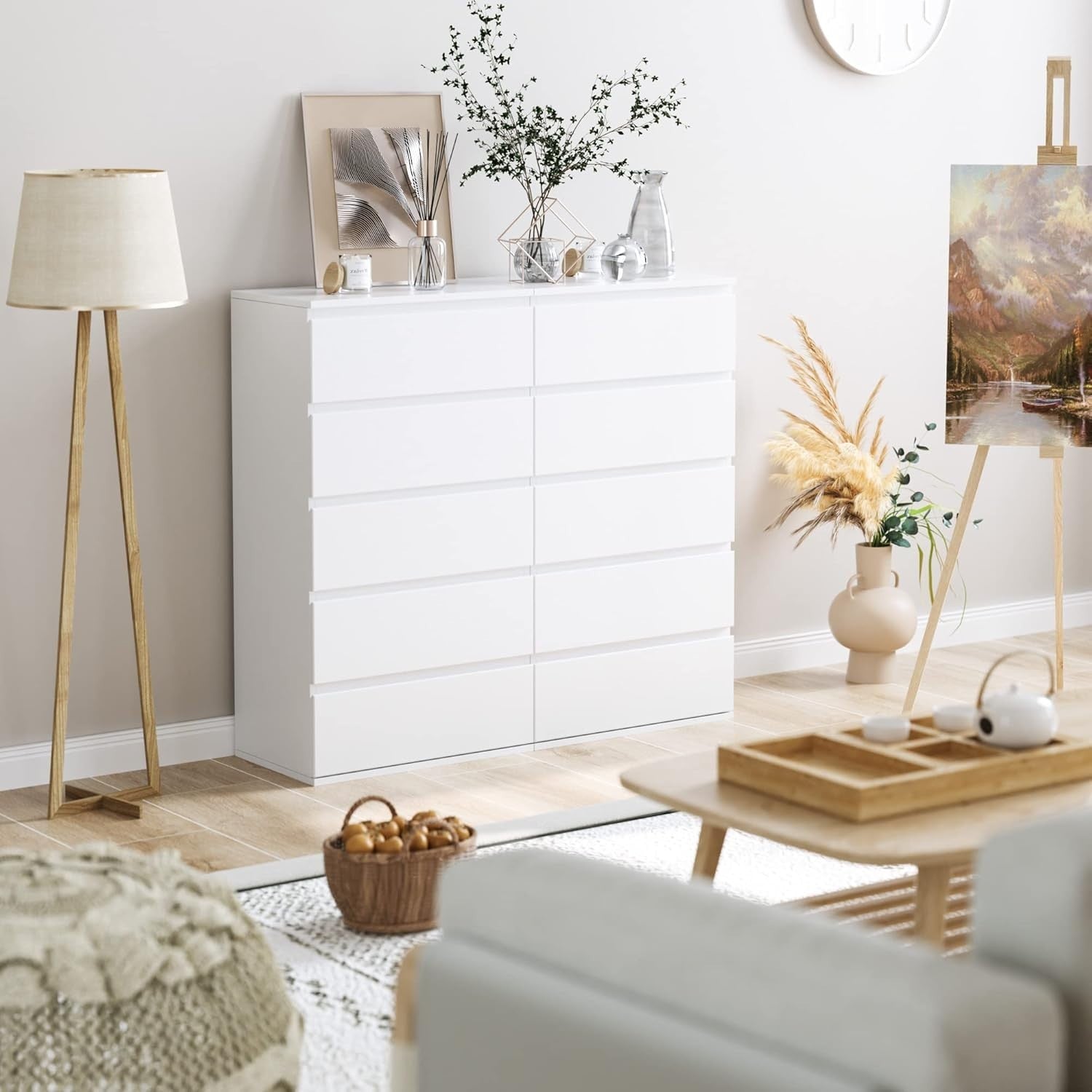 White 5-Drawer Chest Storage Cabinet | Bedroom, Bathroom, Living Room
