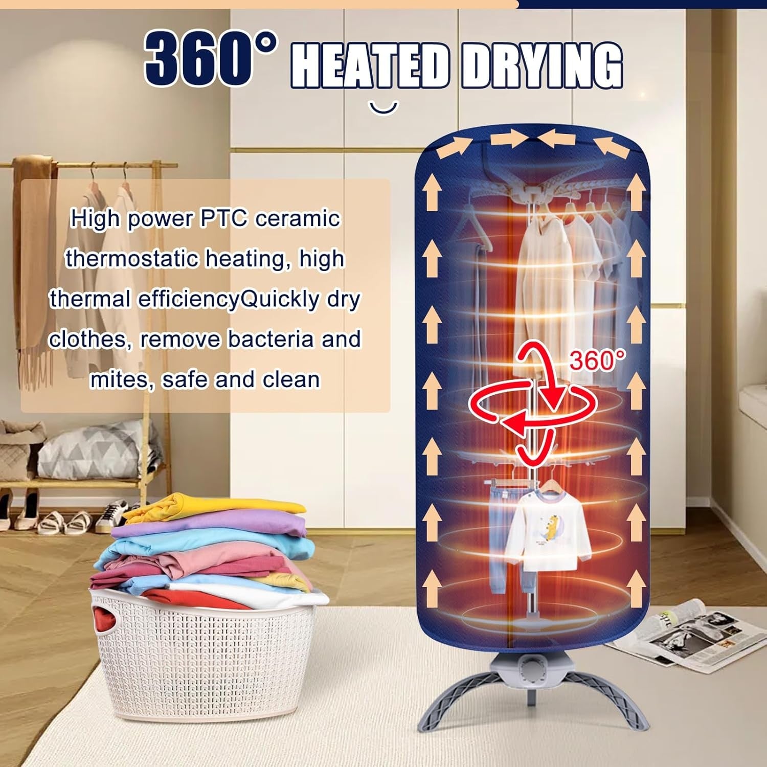 Heated Clothes Airer 900W Electric Dryer 12kg Indoor Hot Air Drying