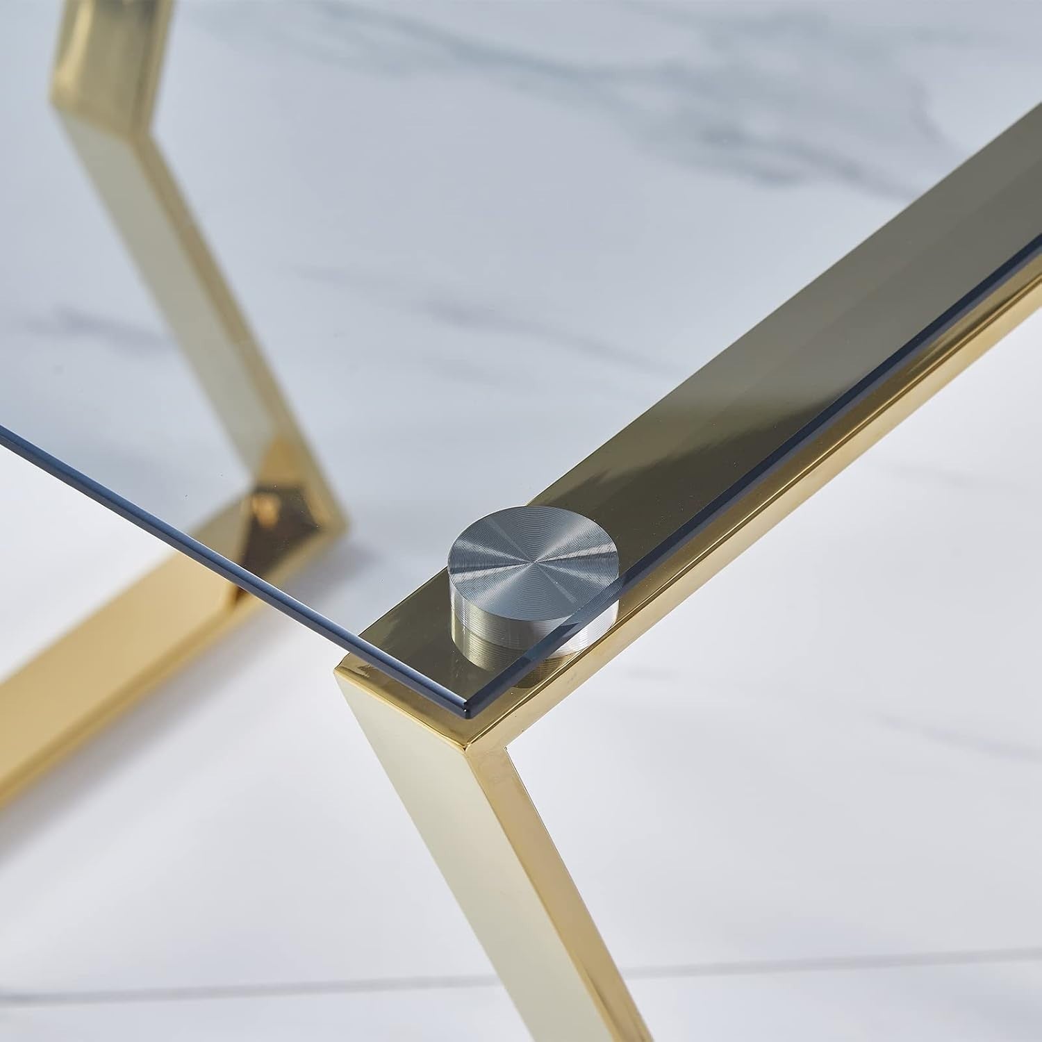 Luxury Nesting Coffee Tables Set of 2 Gold Metal Gray Glass Side End Stackable