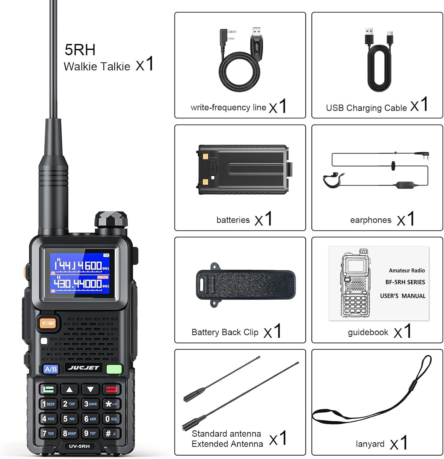 Long Range Dual Band Walkie Talkie 999CH Type-C 2500mAh Radio