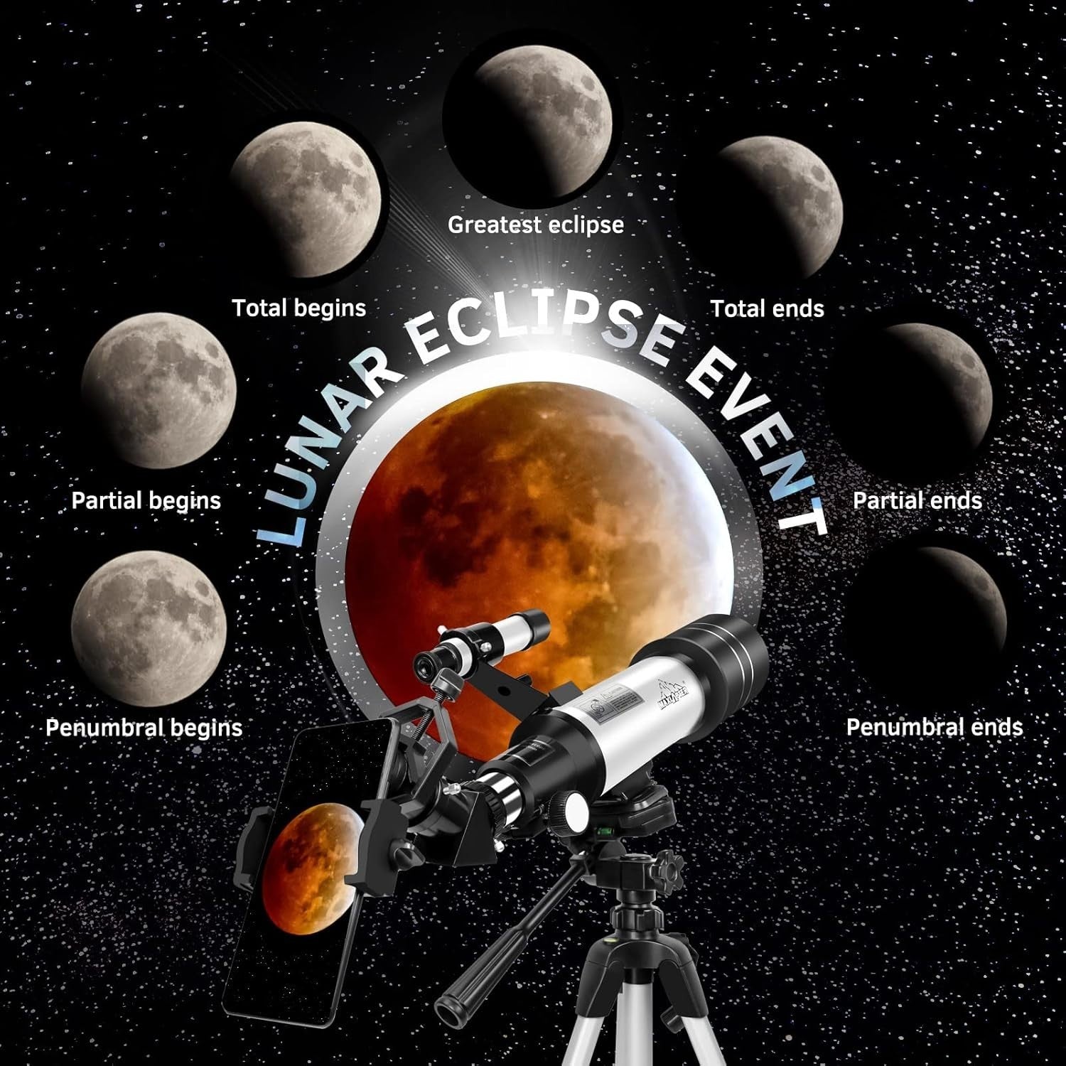 Kids Astronomy Telescope 70/400mm Beginner Scope with Tripod & Phone Adapter