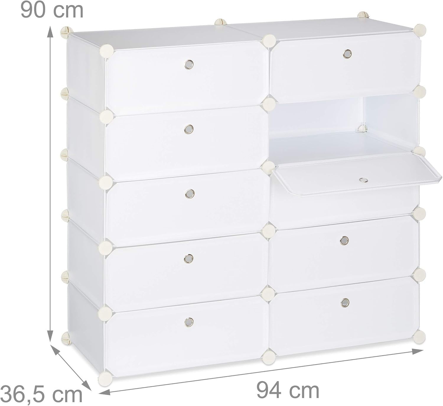 Wide 10 Tier Shoe Rack White – Stackable Plastic Cabinet 94cm Wide