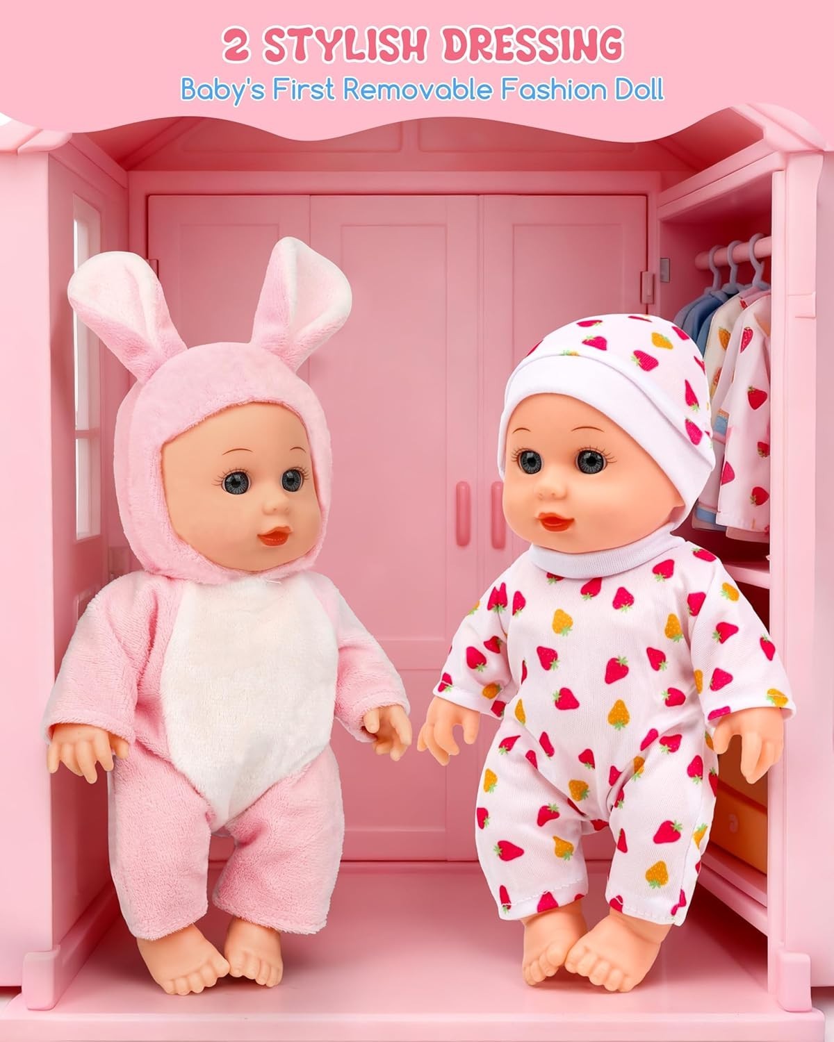 Baby Doll Pram Set Stroller 10pc Accessories Role Play Toy Girls