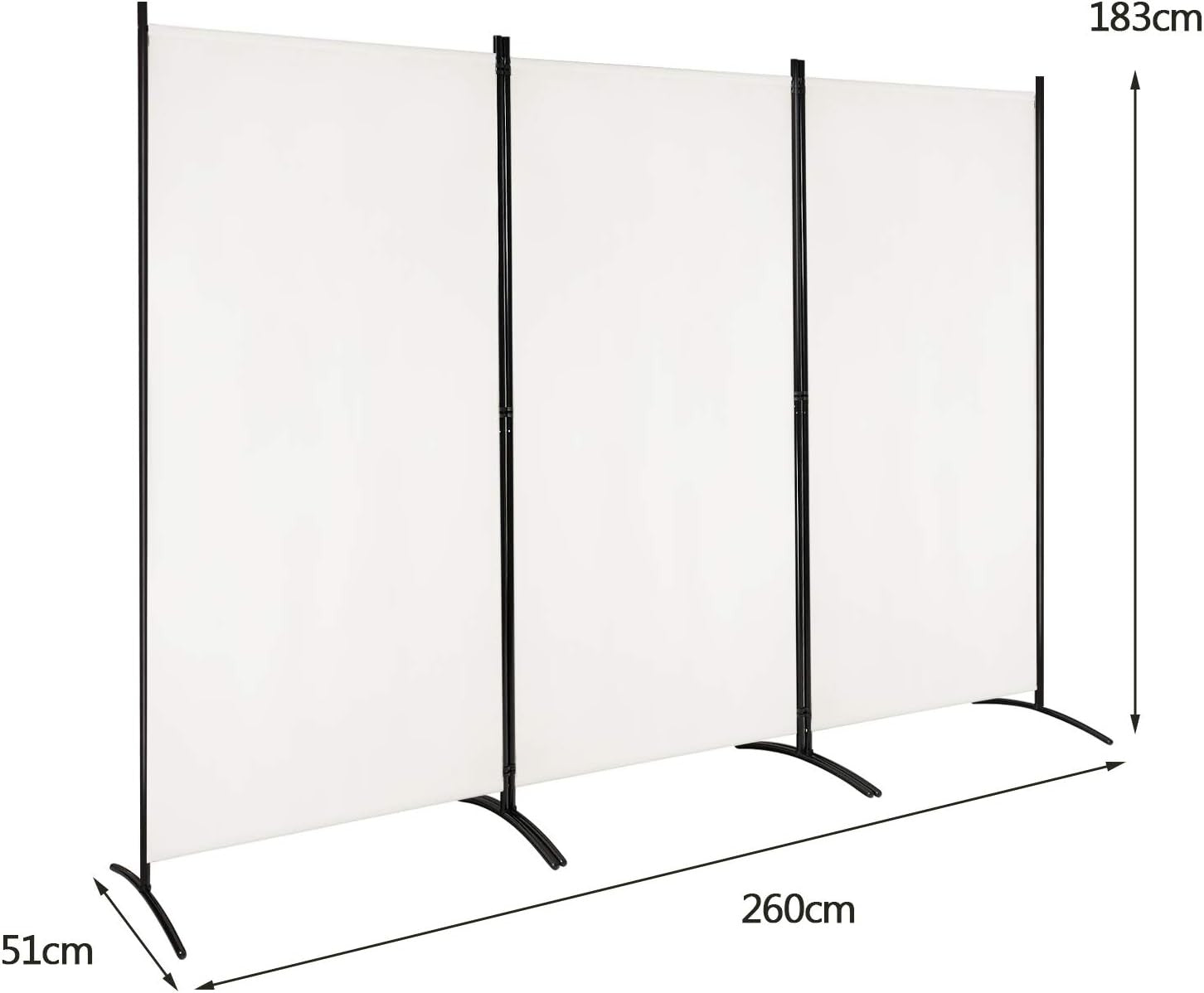 3 Panel Beige Folding Room Divider Privacy Screen Partition for Home Office