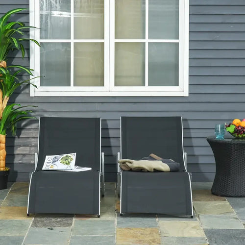 Set of 2 S-Shaped Folding Sun Lounger Reclining Chairs Garden Patio
