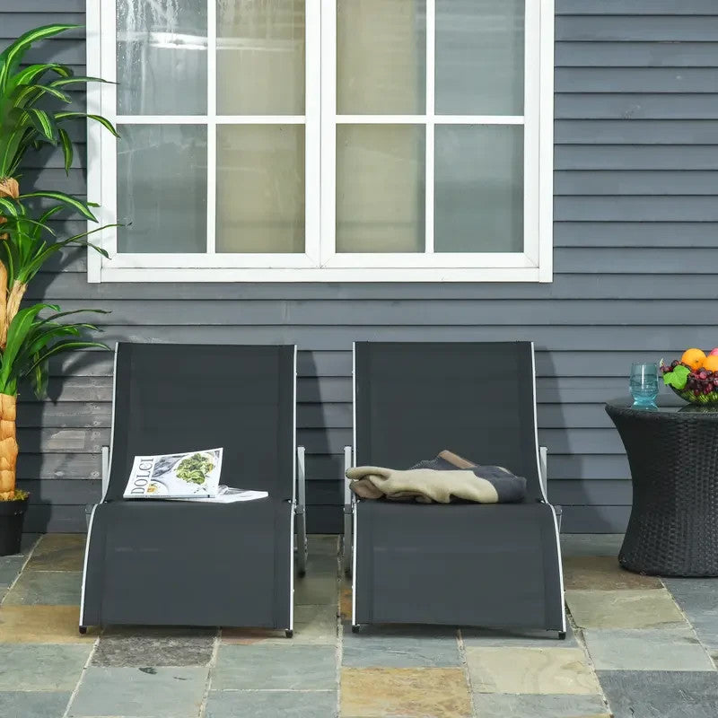 Set of 2 S-Shaped Folding Sun Lounger Reclining Chairs Garden Patio