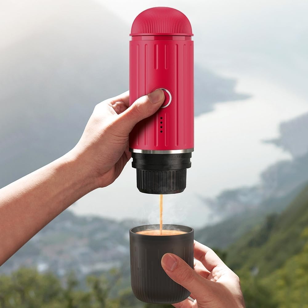 Portable Espresso Maker 19Bar Self-Heating USB-C Travel Coffee Machine Red