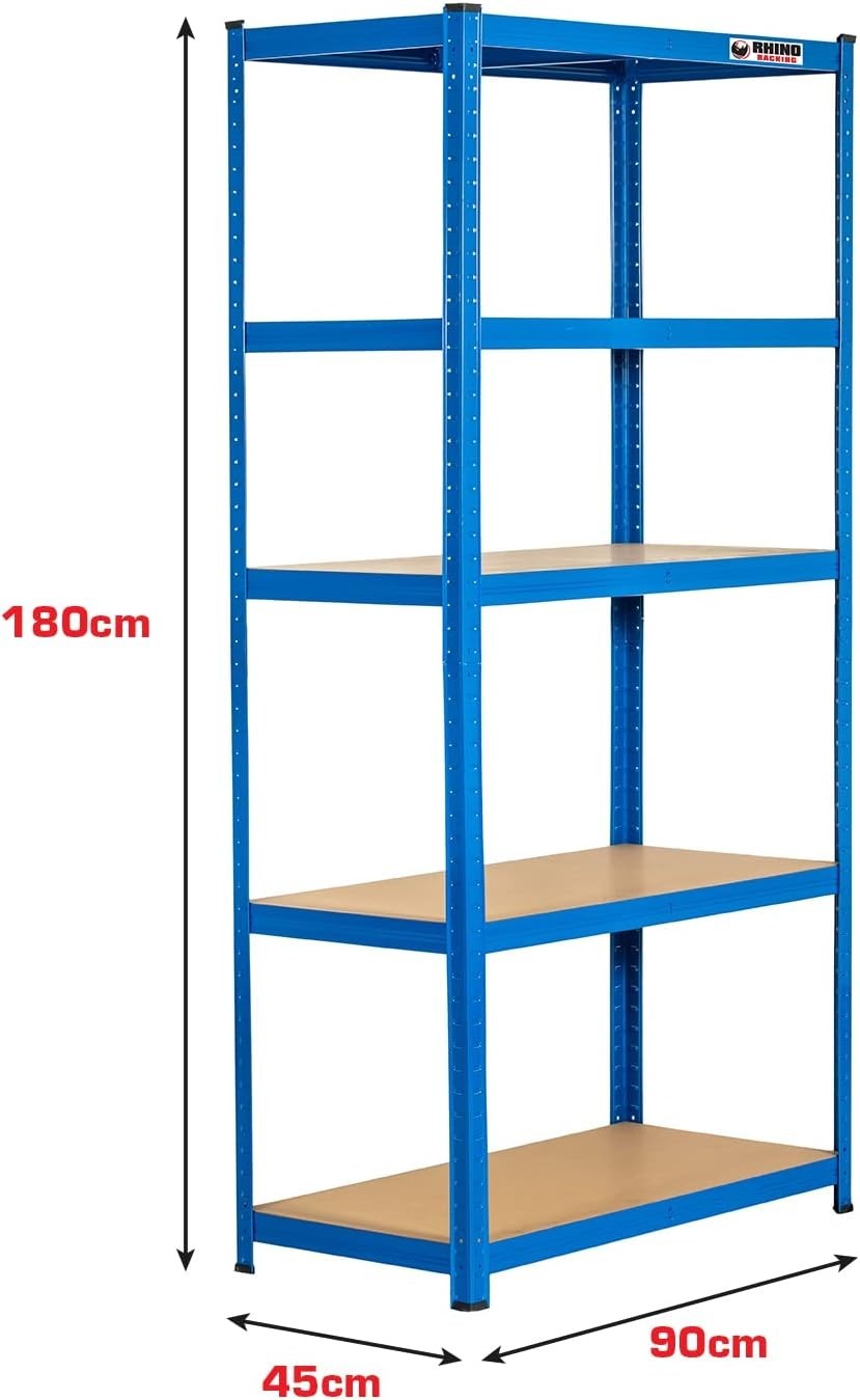 Heavy Duty Blue 5-Tier Garage Shelving Unit 180x90x45cm Adjustable