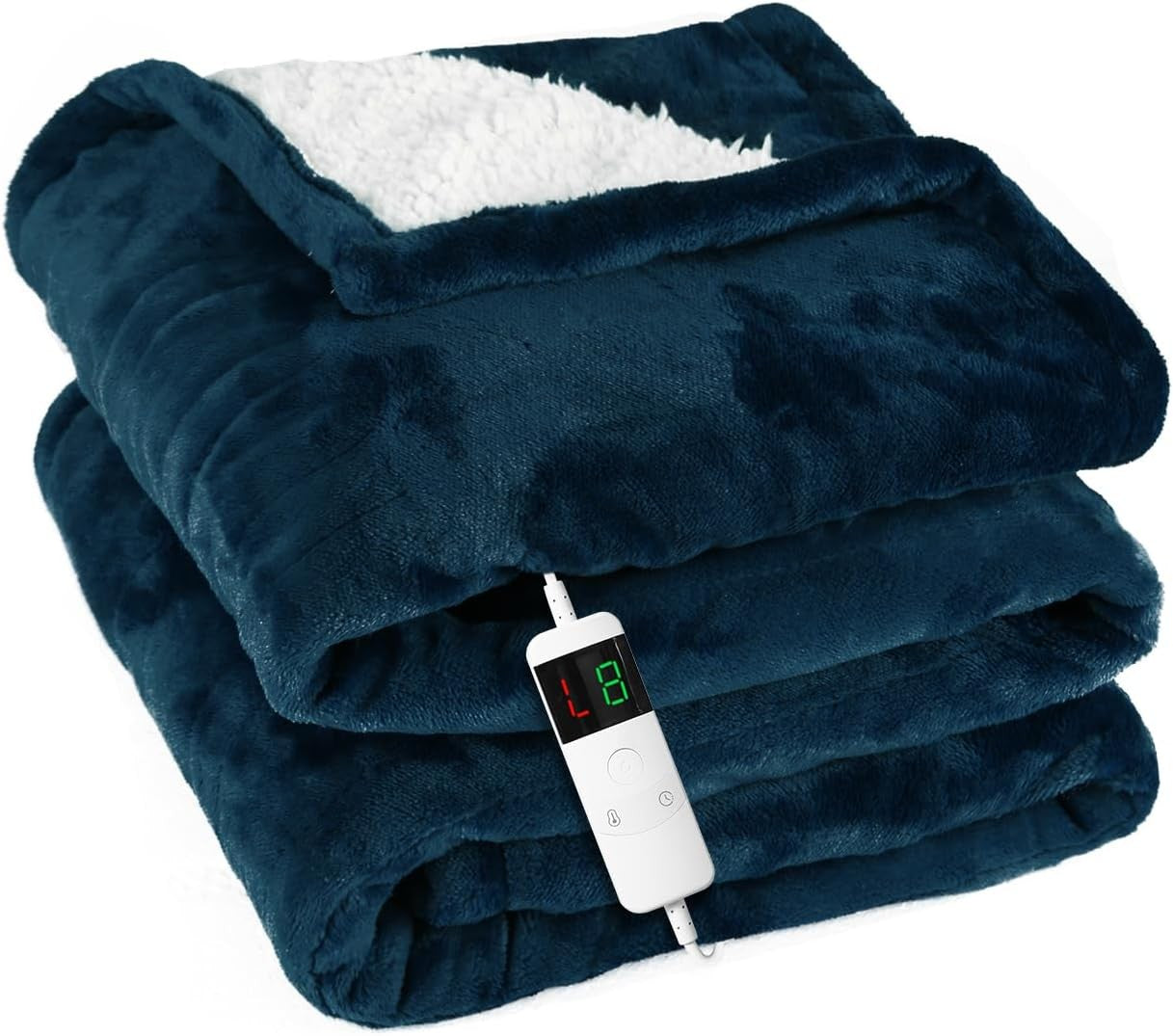 Electric Heated Throw Blanket 180x200cm Sherpa Fleece 10 Heat Timer