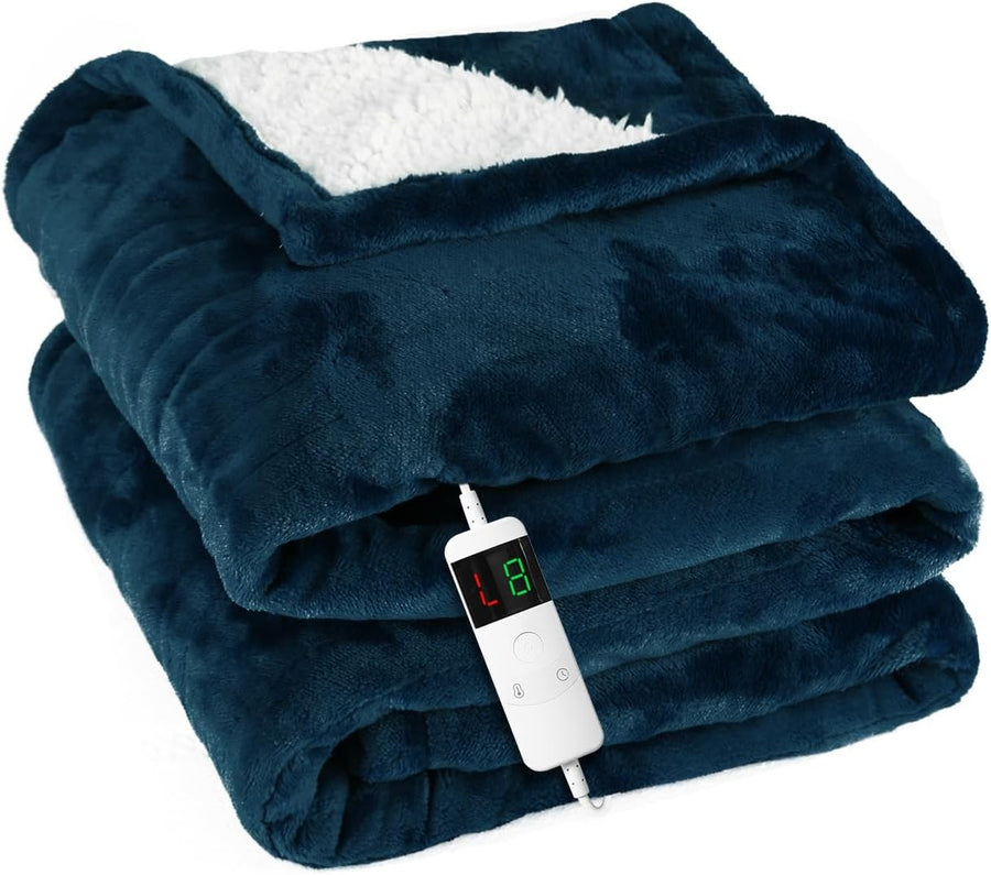 Electric Heated Throw Blanket 180x200cm Sherpa Fleece 10 Heat Timer