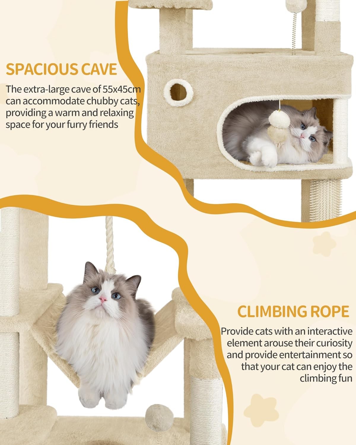 178cm Tall Cat Tree Tower Multi-Level Scratching Posts Condos Large
