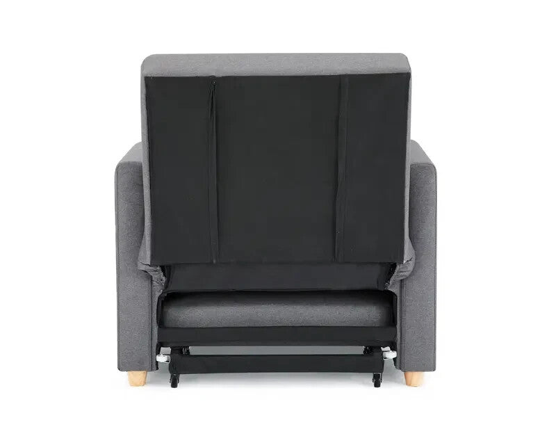 Grey Fabric Single Chair Sofa Bed Armchair Recliner Pull Out Sleeper UK