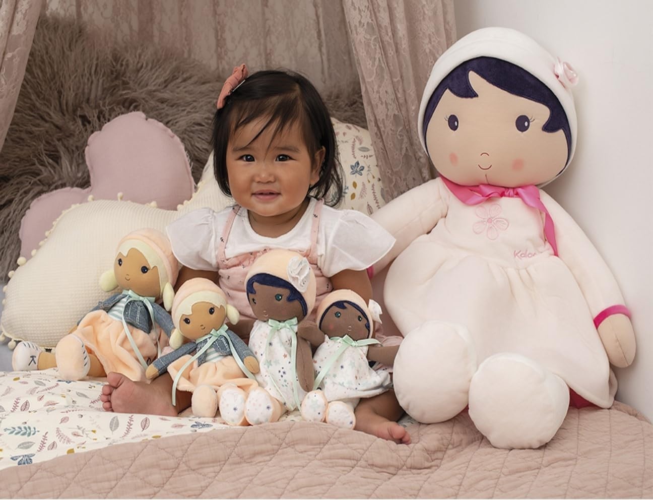 25cm Soft Fabric Baby Doll Modern Style Cuddly First Doll Name Ribbon Gift