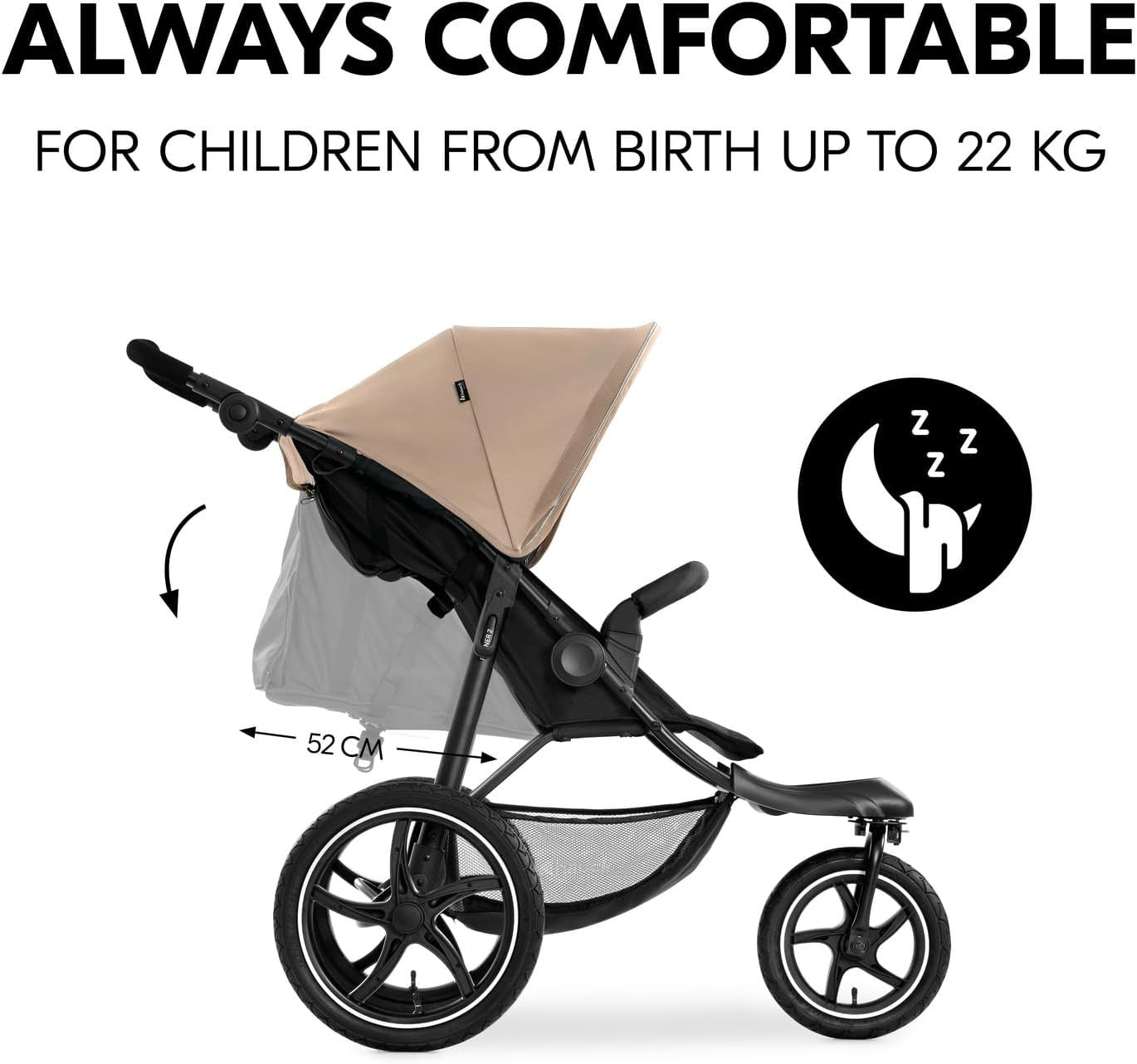 All Terrain Baby Pushchair XL Air Wheels Reclining From Birth 22kg Raincover