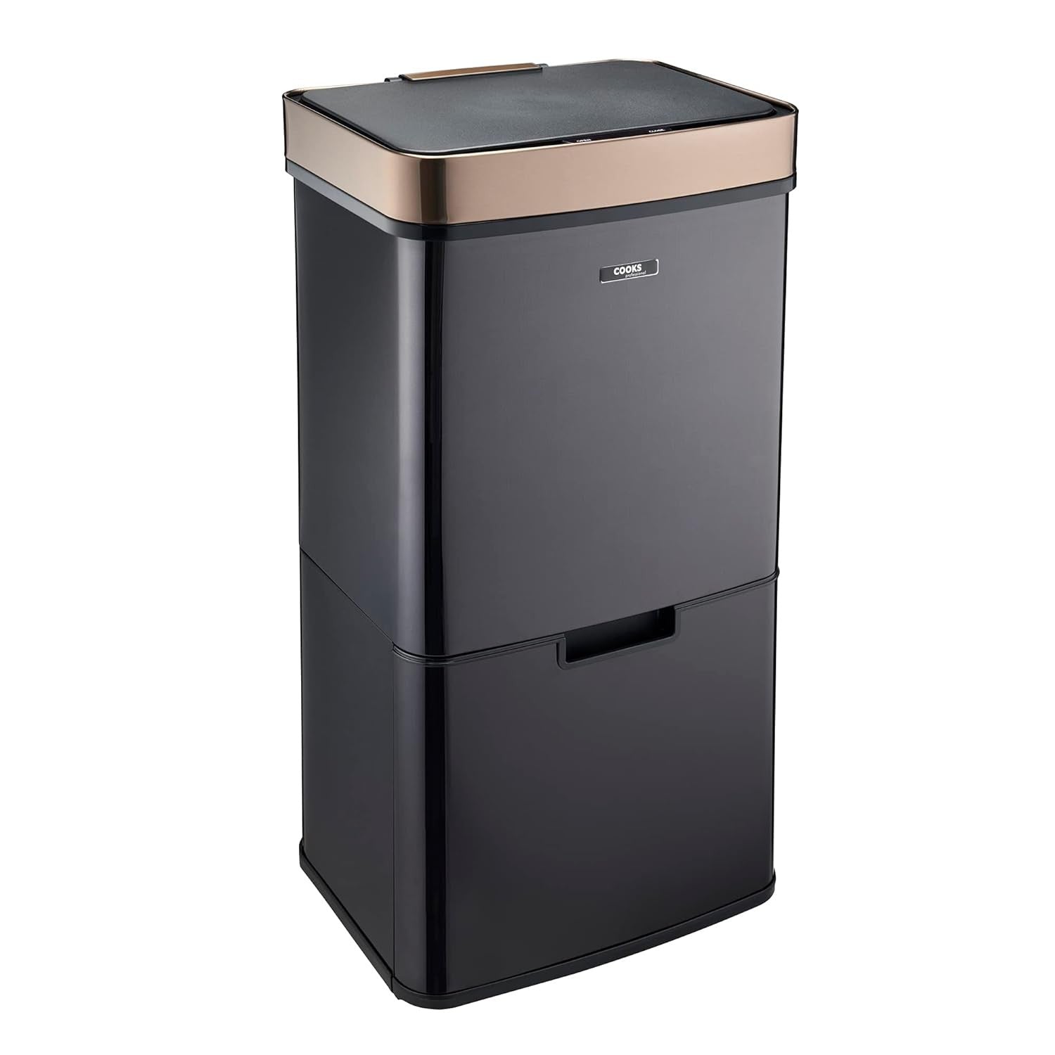 75L Dual Compartment Motion Sensor Kitchen Bin Black Copper