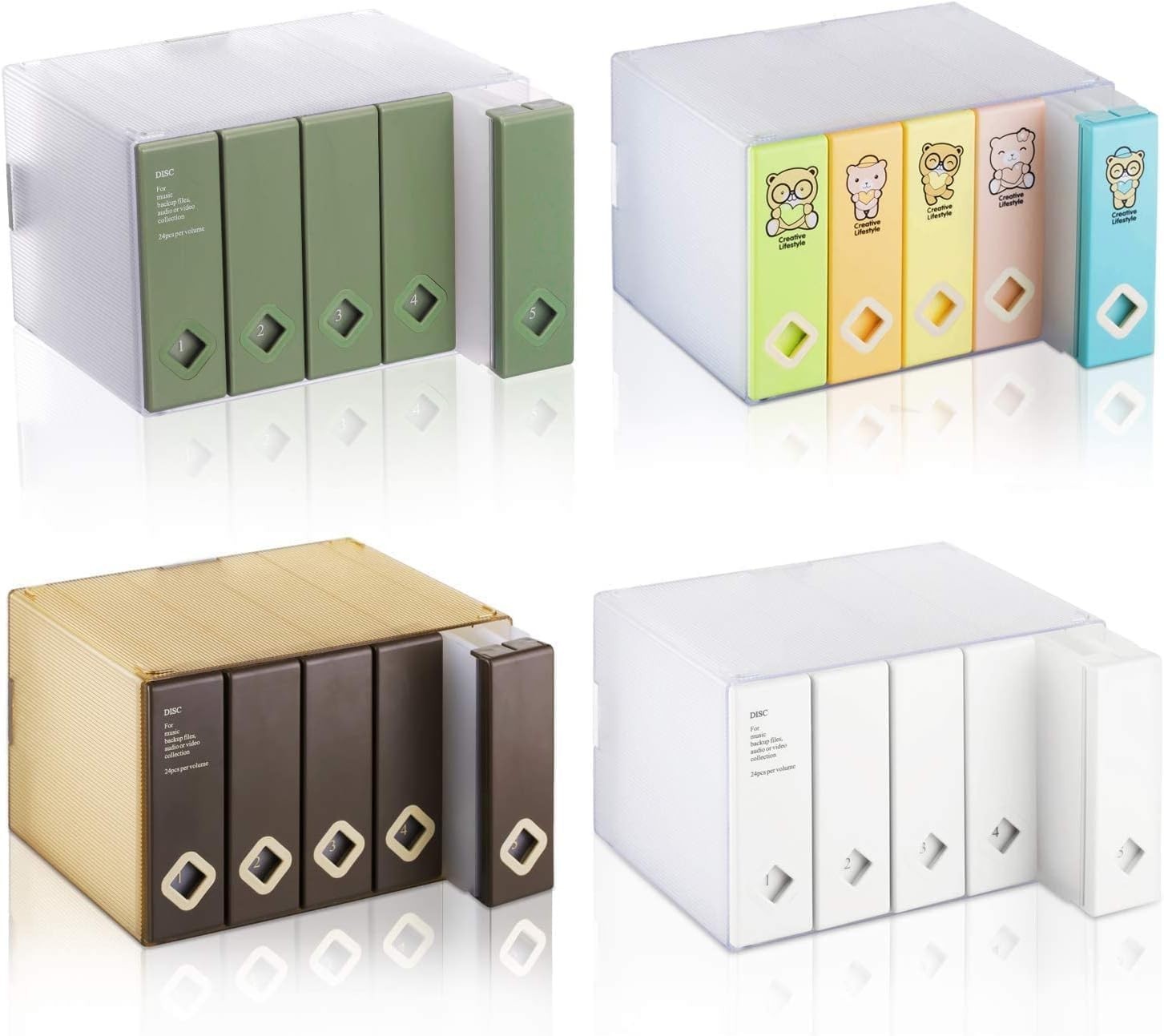 CD DVD Storage Box Holds 120 Discs Media Organizer Colorful Bear