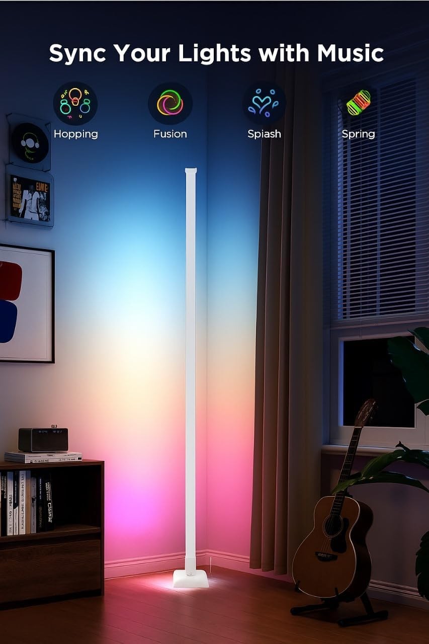 RGBIC Corner Floor Lamp Smart LED Music Sync App Remote Mood Light