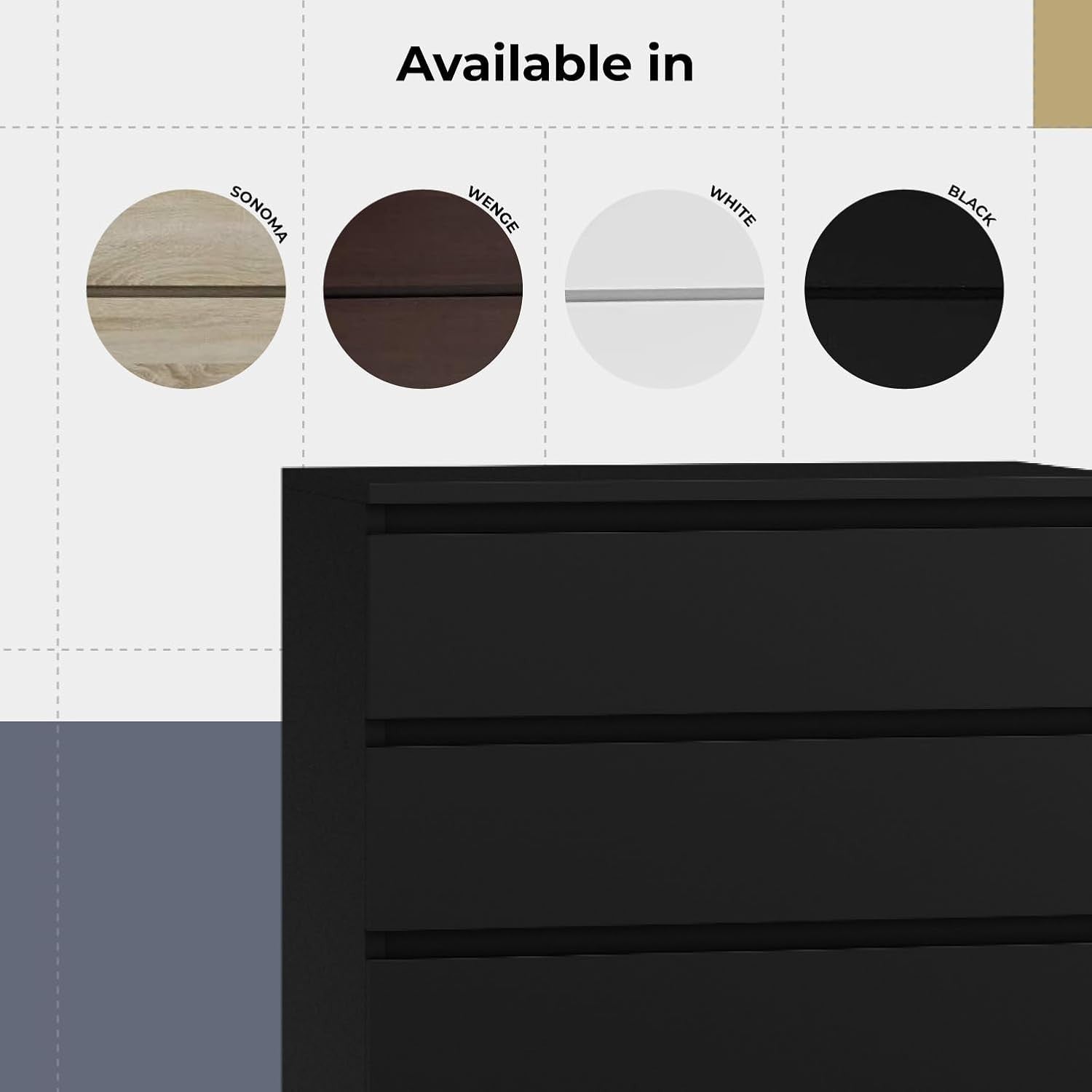 Large Black 4-Drawer Chest Storage Cabinet - Bedroom, Office & Lounge Furniture