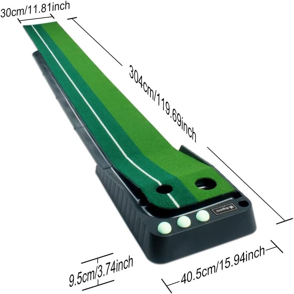Indoor Golf Putting Mat 9.8ft Automatic Ball Return Practice Green Set