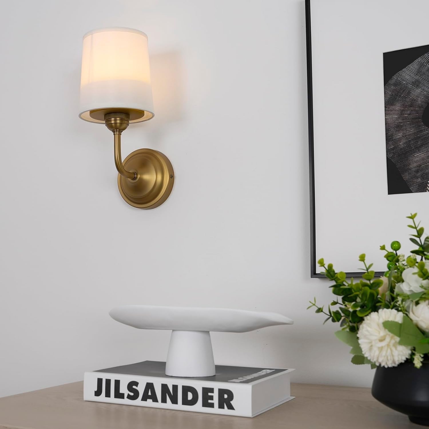 Battery Wall Lights Set of 2 Dimmable Remote Control Sconce Lamps