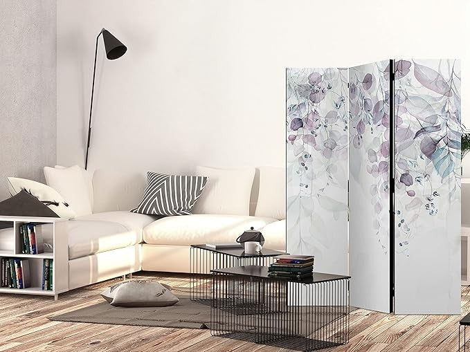 Purple Green Leaf Acoustic Room Divider 135x172cm Double Sided Screen