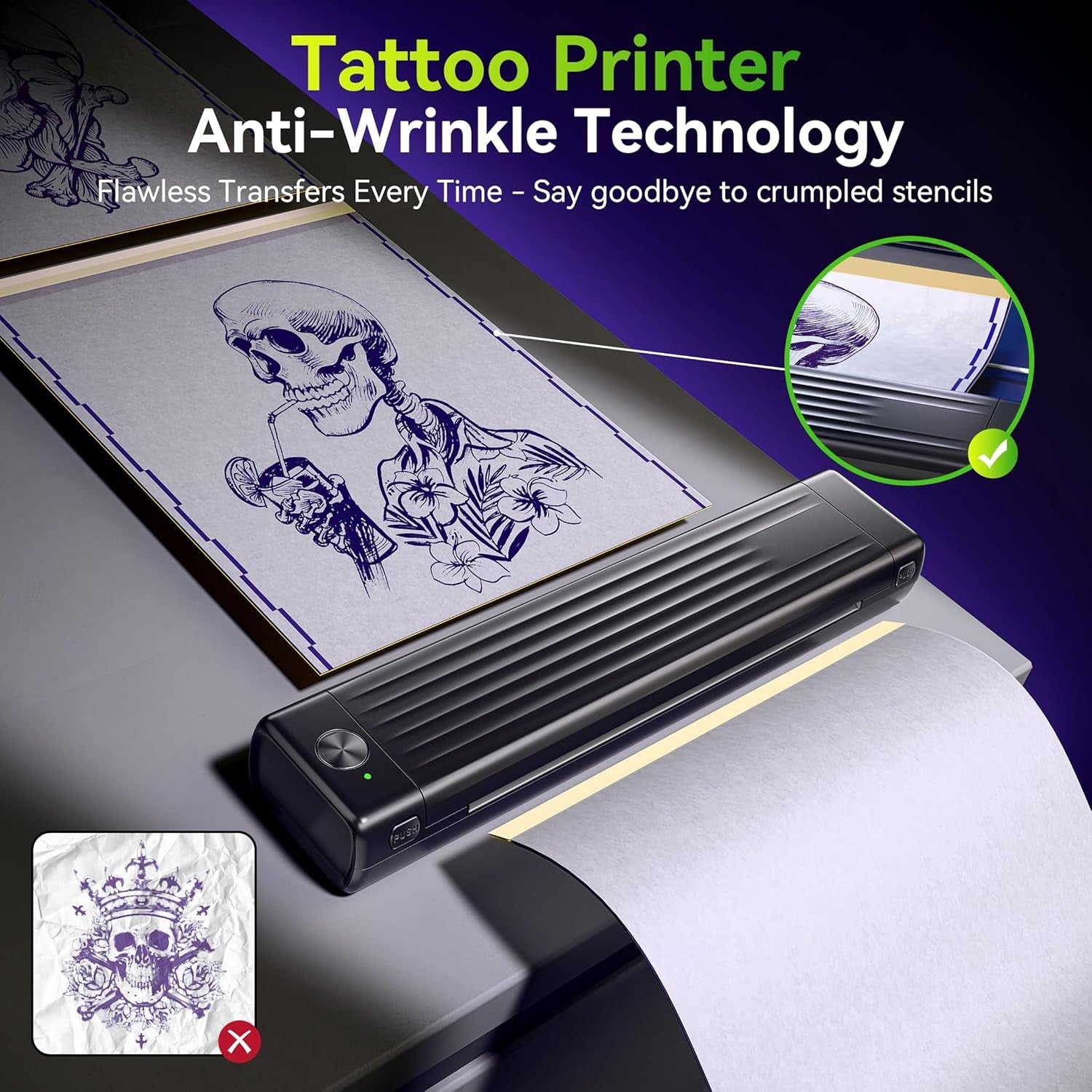 Itari A886 Tattoo Stencil Printer Bluetooth – 100pcs Thermal Transfer Kit