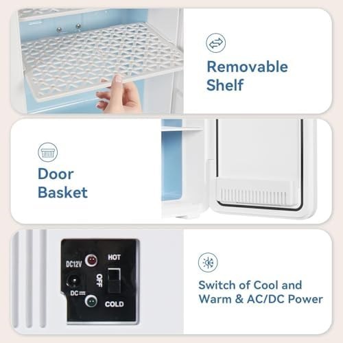 Portable Mini Fridge Cooler Warmer 10L Compact White Marble AC/DC Use