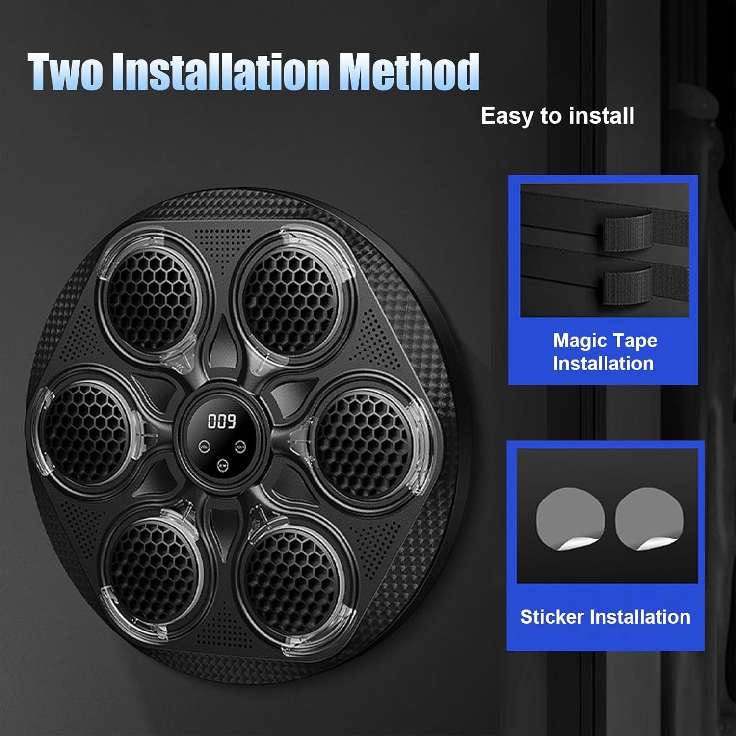Music Boxing Machine Bluetooth LED Wall Mount Punch Trainer Home Gym