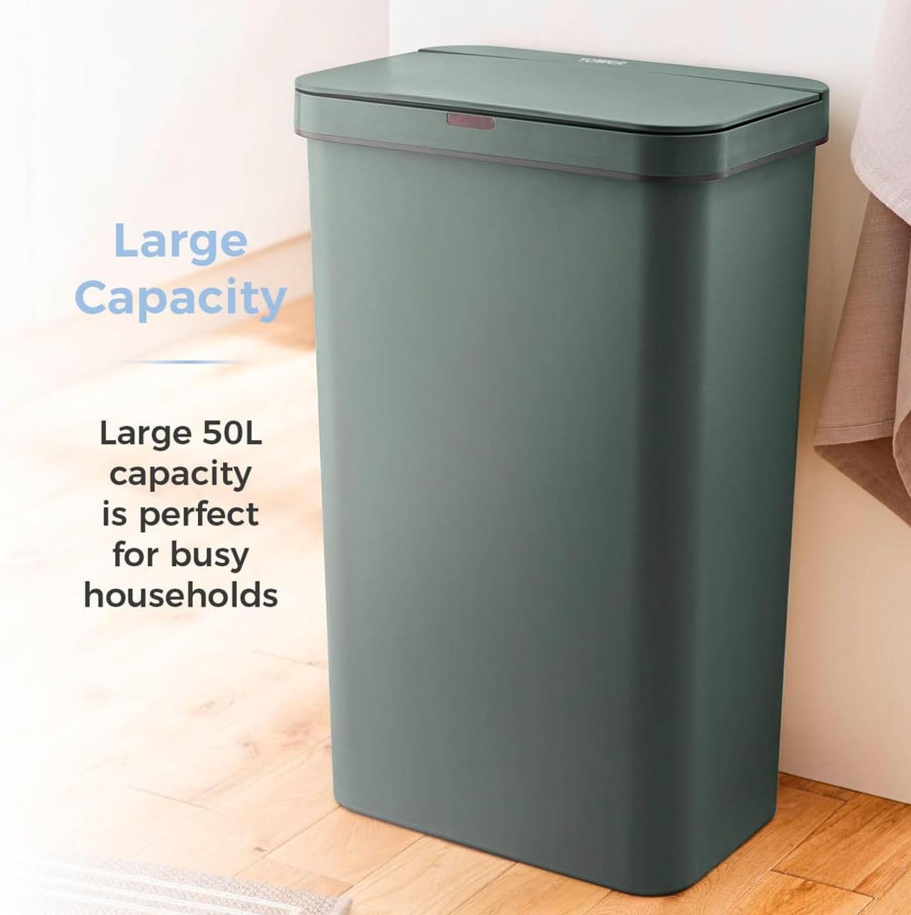 50L Automatic Sensor Kitchen Bin Rectangular Touchless Forest Green