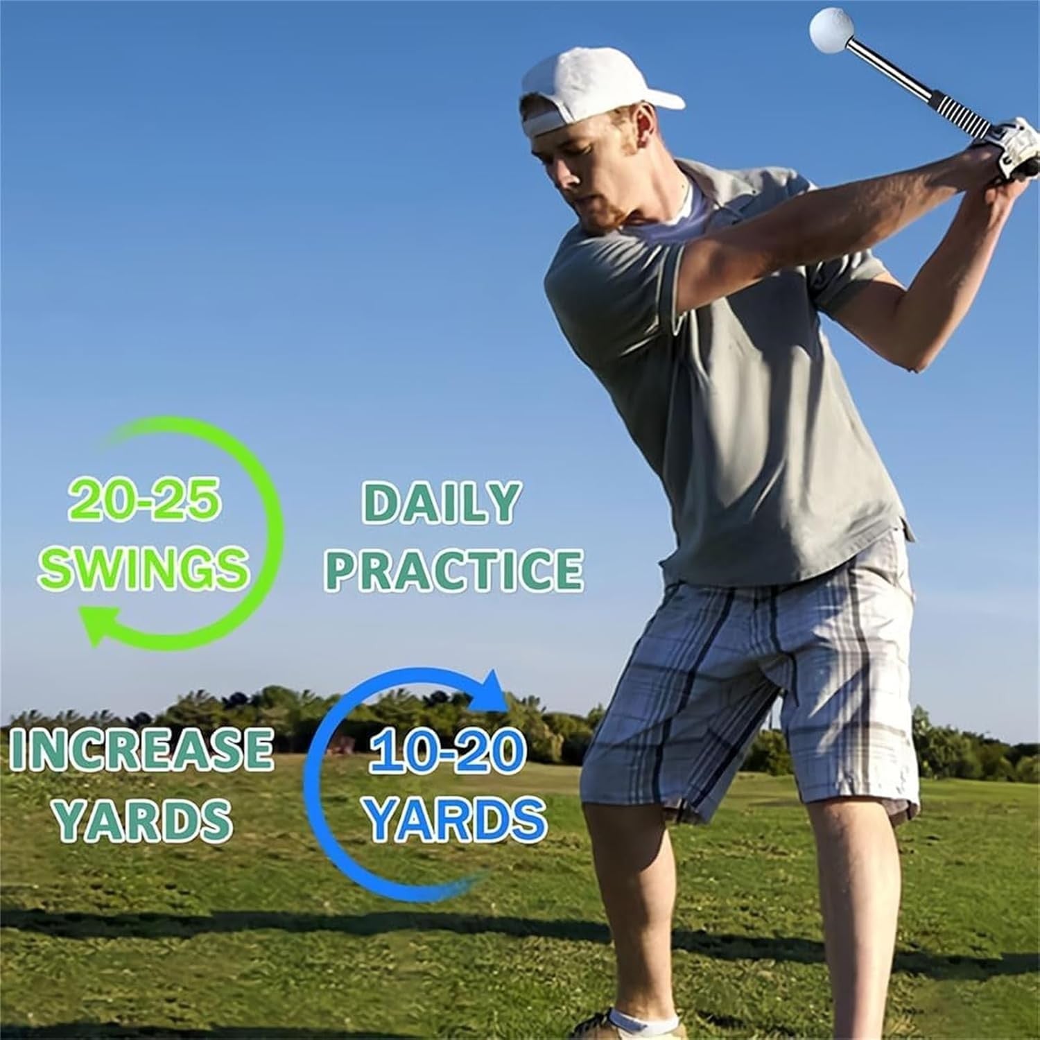 Telescopic Golf Swing Trainer Club Grip Aid Click