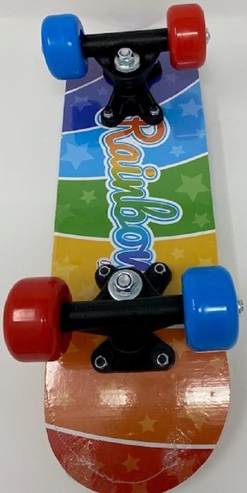 43cm Kids Rainbow Skateboard Cruiser with Red & Blue Wheels – Fun Gift for Boys
