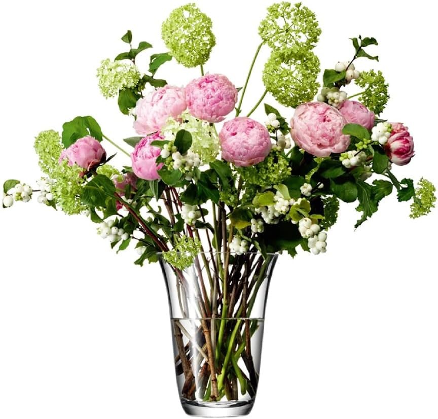 Clear Glass Flower Vase 23cm Open Bouquet Modern Table Centrepiece Décor