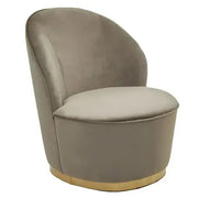 Mink Velvet Tub Chair Gold Base Swivel Accent Seat for Living Room