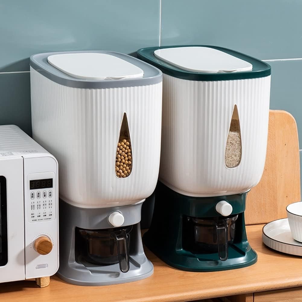 10KG Automatic Rice Dispenser Sealed Grain Storage Bucket with Cup