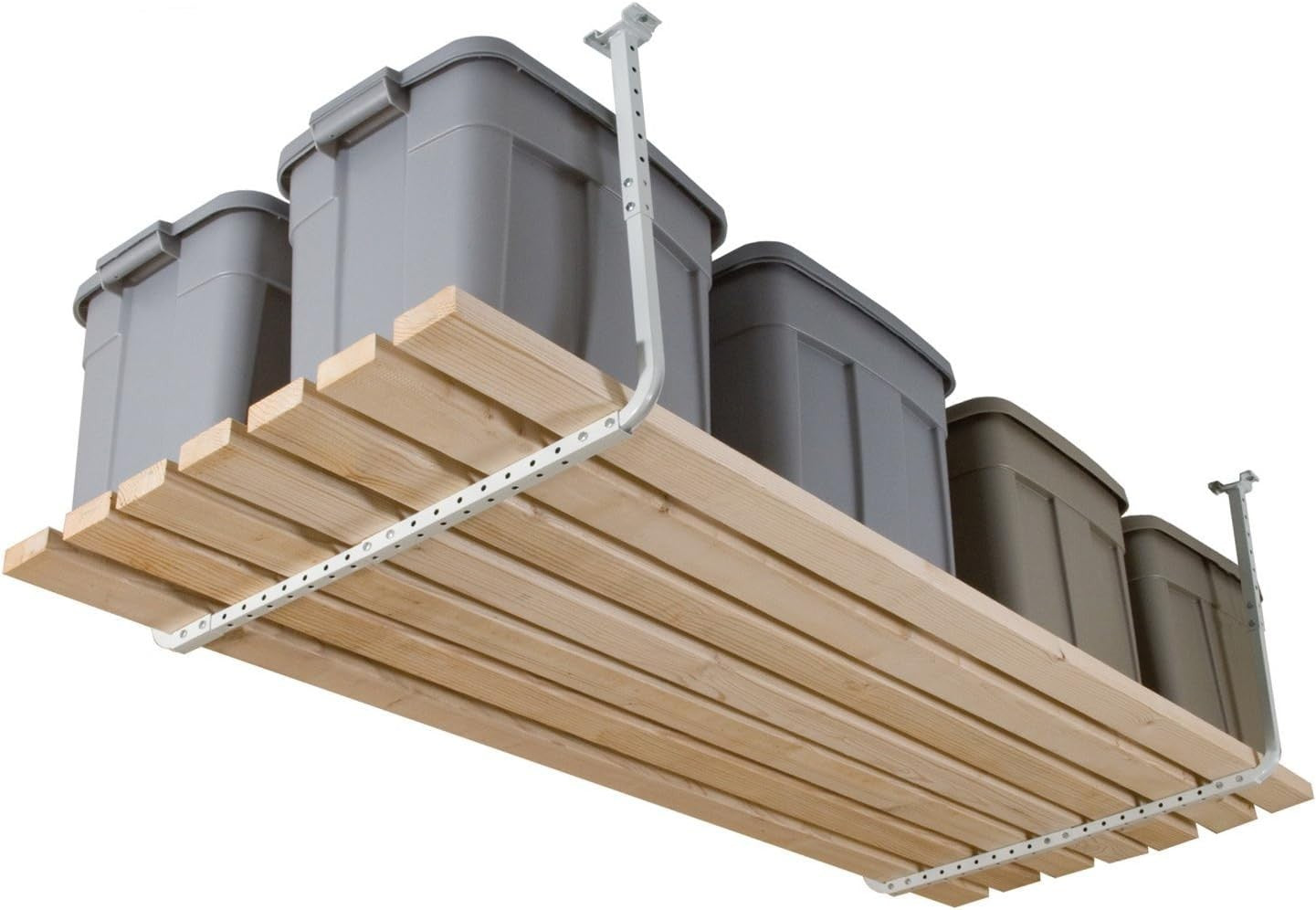 Adjustable Garage Ceiling Rack White 43.2D x 61W x 14H cm