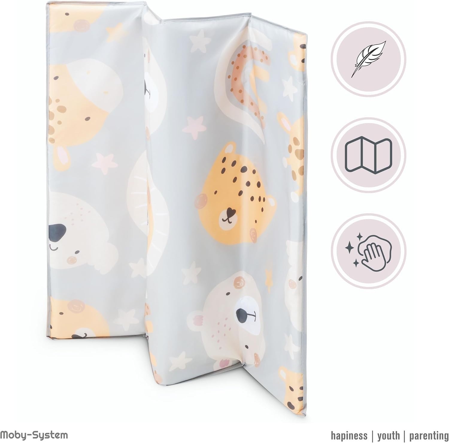 Children's Playpen with Mattress and Transport Bag Teddy Bear Folding Wheels