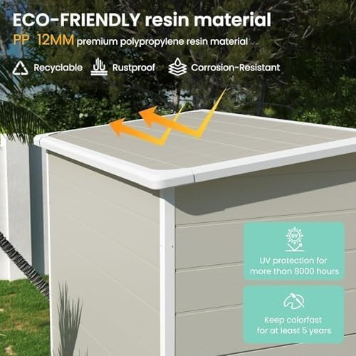 Outdoor Resin Storage Shed 5x3FT Lockable Garden Bin Tool Box Sandstone