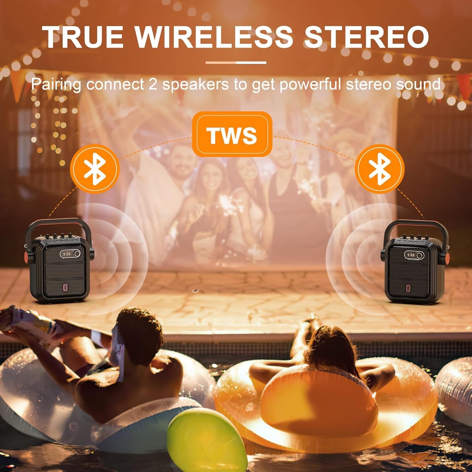 Portable Karaoke Machine 2 Wireless Mics Bluetooth PA Speaker