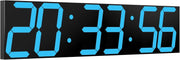 Oversized LED Wall Clock 27" Digital Timer Remote Date Temp Display Blue