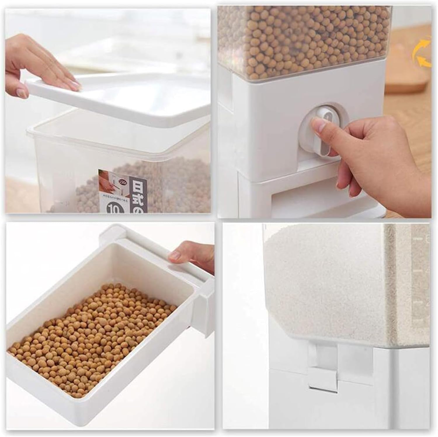 10KG Multifunction Rice Dispenser Dry Food Storage Container Airtight Bin