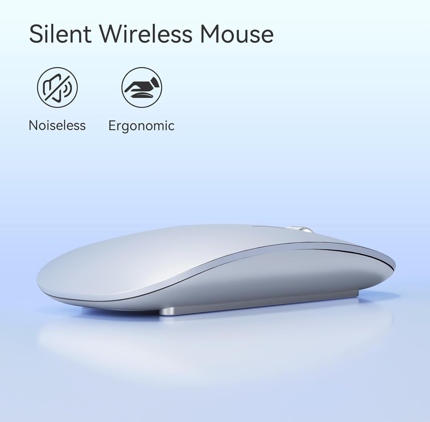 Ultra Slim Bluetooth Mouse Rechargeable Silent Triple Mode USB C Travel Silver