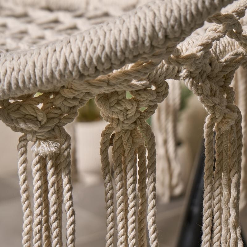 Cream Hanging Egg Chair Hammock Swing Indoor Outdoor Macrame Garden Seat