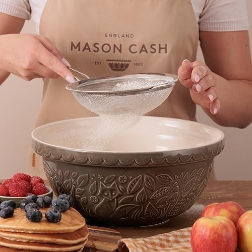 4.5L Grey Fox Mixing Bowl 29cm Ceramic Bread Cake Dough Pastry