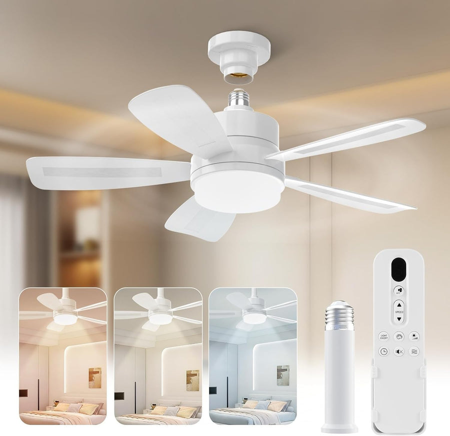 REYLAX 50CM LED Ceiling Fan with Light, 6 Speeds, 3 Colors, Remote Control